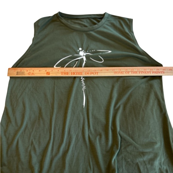 Womens Tank Top Dragonfly Graphic Warrior In Print by SHEIN Green 5XL = 22W NWOT - Picture 5 of 10